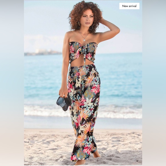 Lascana For Venus Pants - Floral Wide Leg Pants